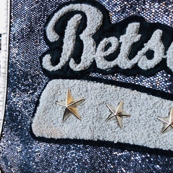 Vintage Betseyville Glitter Varsity Messenger Bag